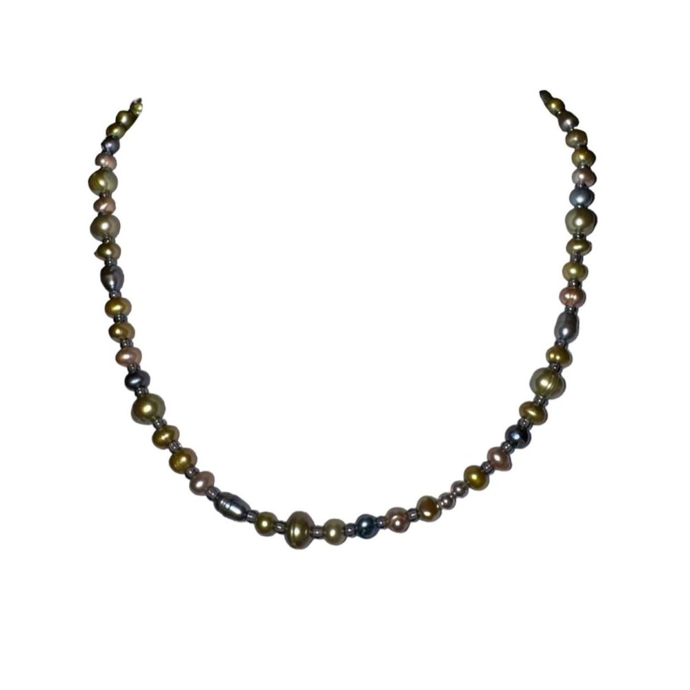 Dustin Design Stone Beaded Strand Necklace Mixed Metal Color - Picture 3 of 9
